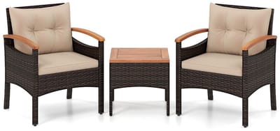 Balkonset 2 personen - Tuinset - Bistroset - Gemengd Bruin - Weerbestendig - 3 delig - Tuintafel en 2 stoelen - 2 personen - Gecoat staal - Onderhoudsvrij staal