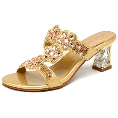 Strass Hoge Hak Comfort Zacht Leer Sandalen Dames Open Teen Zomer Mode Elegant Alles-match Romeinse Strand Schoenen 34 beige