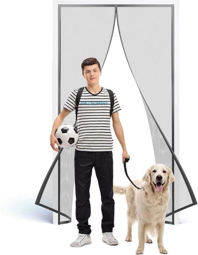 Magnetische Hordeur 85x220 cm Grijs - Automatische Sluiting voor Voor-, Frans en Schuifdeuren
