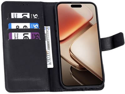 CaseBoutique Bookcase hoesje geschikt voor Oppo A5 Pro - Effen Zwart - Kunstleer