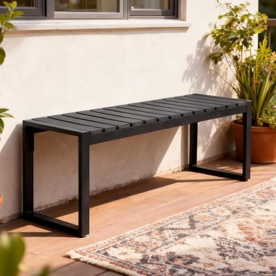 Houten Tuinbank - Bankje Buiten - Ontspannen Zitten - Moderne Stijl - 120cm Breed - Zwart