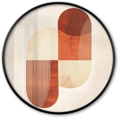 Poster in lijst Rond - Fotolijst 60x60 cm - Posters - Bogen - Beige - Vormen - Ronde posterlijst zwart - Decoratie - Wanddecoratie woonkamer - Muurdecoratie slaapkamer