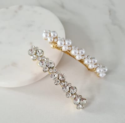 Dames haarclips 2 stuks- Haar accessoire haarspelden- Luxe haarclip met sierlijke crystal- Elegante haarspelden| Meisjes - Gift - Cadeau
