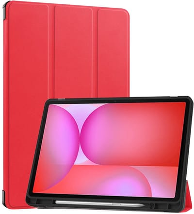 Hoes - Geschikt voor Samsung Galaxy Tab S10 FE - Dun & Stevig - Trifold Bookcase - Hard Cover Case - Met Uitsparing Geschikt voor S Pen - Hardcover Book - Tablet Hoesje - Rood