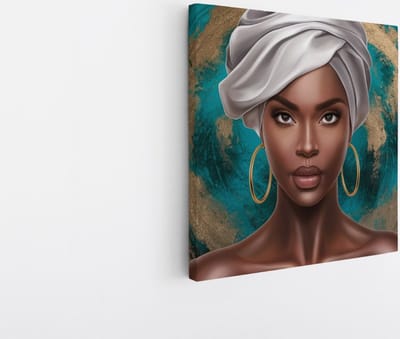 Saammp Canvas Schilderij - Abstract - Afrikaanse Vrouw - 20x20 - Foto op canvas - Wanddecoratie - Muurdecoratie Woonkamer - Slaapkamer decoratie - Canvas Print