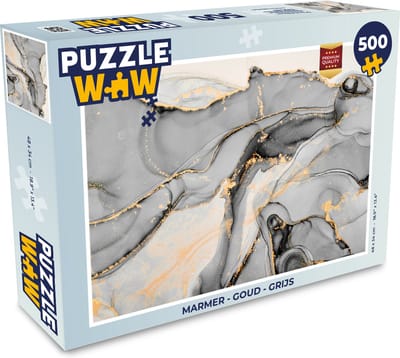 Puzzel Marmer - Goud - Grijs - Legpuzzel - Puzzel 500 stukjes