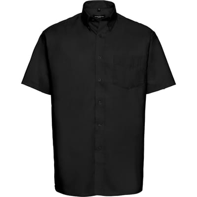 Russell Collection Heren Oxford Easy-Care overhemd met korte mouwen (Zwart)