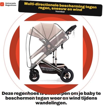 Dailygoods- Regenhoes Universeel - Kinderwagen/buggy - U-vormig Ontwerp - Goede Ventilatie - Waterdicht - Transparant 90 x 32 cm - Kinderwagenhoes