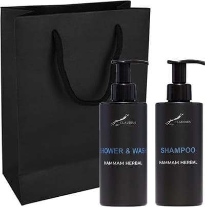Douchepakket Hammam Herbal - Shower & Wash + Shampoo - 300 ml per fles - set van 2 stuks - met luxe gift tas - cadeau - giftset voor hem en haar