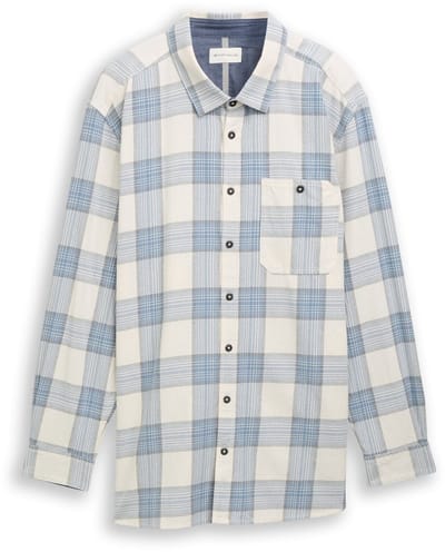 Tom Tailor - Plus Size - Overhemd met ruitjesmotief - Maat 4XL - white light blue check
