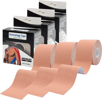 MyBodyFuel - Kinesiologie Tape - Sporttape - 5cm Breed - 5m Lang - Beige - 3 Stuks