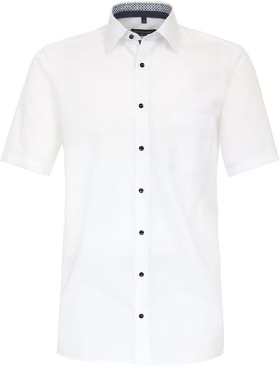 CASA MODA comfort fit overhemd - korte mouw - popeline - wit - Strijkvrij - Boordmaat: 39 (EU maat: M)