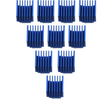 10 stuks Aluminium Stappenmotordriver Koellichaam Koelvin met Achterlijm voor 3D-printer Blauw