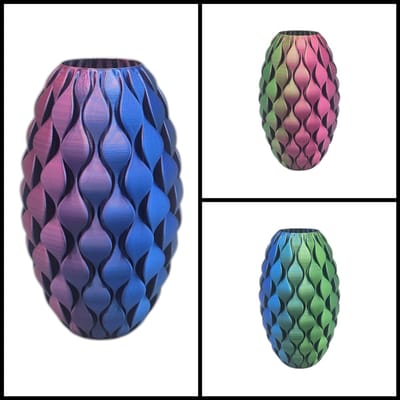 Layerzz - Vaas Cellara - 21cm - 3-D geprint - voor drrogbloemen en zijdebloemen - duurzaam - stijlvol en kleurrijk - groen blauw paars