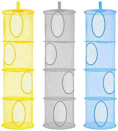 Dailygoods- Speelgoedmand 4 Lagen - Hangende Opberger - Opvouwbaar - Ruimtebesparend - Nylon Netwerk - Eenvoudig te Bevestigen - Opbergnet