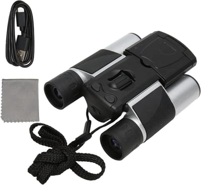Digital Binoculars Camera, 2.5K Videotype C Charging Support Memory Card 8X Zoom 2.0 Inch LCD Digital Binoculars 10x Magnification for Bird Watching R (Silver Black)