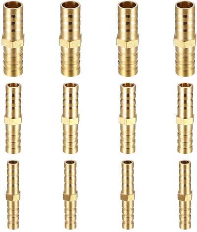 Dailygoody - Messing Weerhaakslangkoppelingen - 12 stuks - Compacte afmetingen - Slangkoppelingen voor lucht en water - Geschikt voor 6 mm 8 mm 10 mm