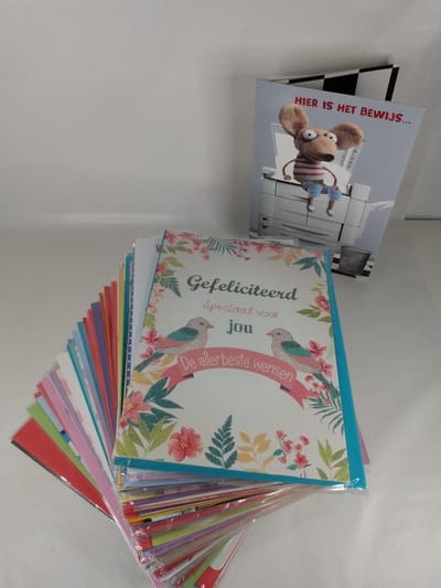 Wenskaarten - Maxi formaat - 48 stuks - Felicitatie - Beterschap - Huwelijk - Geboorte - A4 - Assorti - XXL wenskaart -- Grote Wenskaarten -