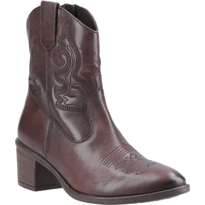 Hush Puppies Wynn Leren Dames Chocolade Bruine Enkellaarsjes Met Hak