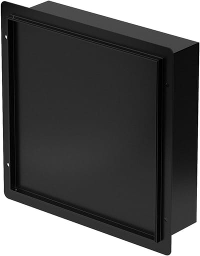 Wand nis douche met betegelbare deur 25,5x25,5 cm zwart roestvrij staal randloze douche nis douchebak LuxeBath