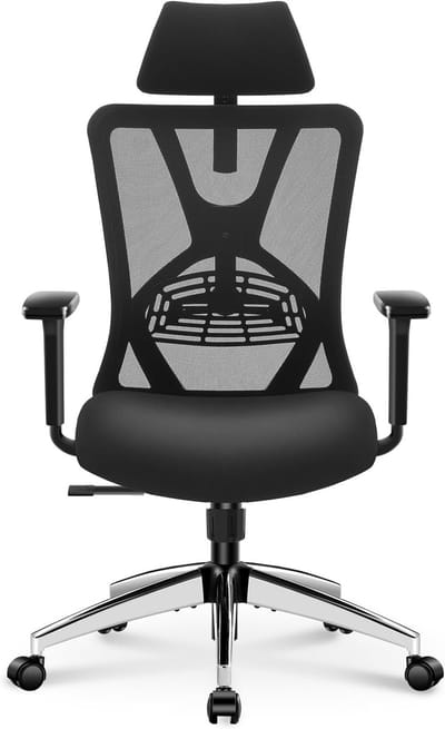 Ergonomische Bureaustoel - Comfortabele Werkstoel - Langdurig Zitten - Verstelbare Lendensteun - 69*25*53cm - Geel