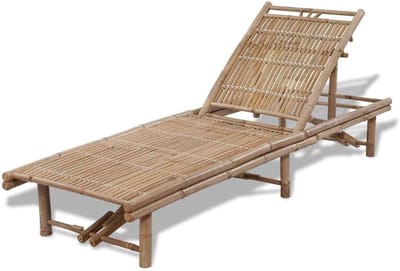 Bamboe ligstoel - Tuinstoel relax - Buiten ontspannen - Drievoudig verstelbaar - 200 cm lang - Bruin
