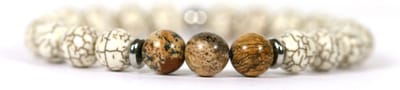 Heaven Eleven - heren armband - Howliet natuursteen - 10mm - Jaspis natuursteen kralen - 19cm