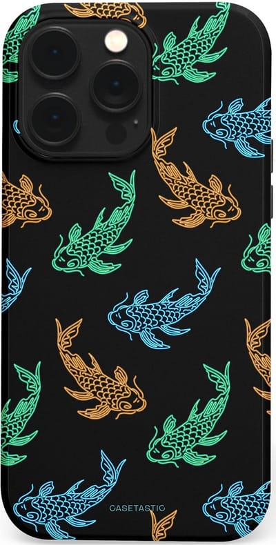 Casetastic hoesje geschikt voor Apple iPhone 14 Pro Max - MagSafe - Dubbellaagse bescherming - Neon Koi - Fashion Case - Zwart Petrol Donkergroen Bruin