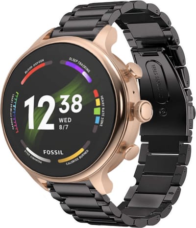 Strap-it Stalen schakel band 18mm - geschikt voor Fossil Gen 5e - 42mm / Gen 6 - 42mm - Huawei Watch GT 4 / 5 - 41mm / GT 5 Pro - 42mm - Withings ScanWatch 2 - 38mm / ScanWatch Light / Steel HR - 36mm - zwart