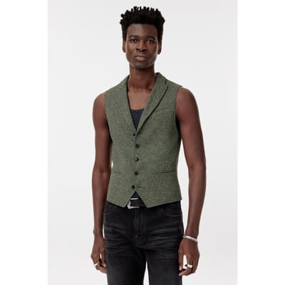 John Varvatos Woodward Vest - Slim Fit Peak Lapel Vest Moss Green Size: 46 | Waistcoats Outlet | Heren | Groen