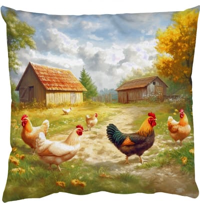 Sierkussens - Kussentjes Woonkamer - 50x50 cm - Kippen - Landelijke rust - Natuur