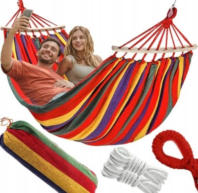 Comfortabele tuinhangmat met standaard, hoes en koorden - 70x170cm