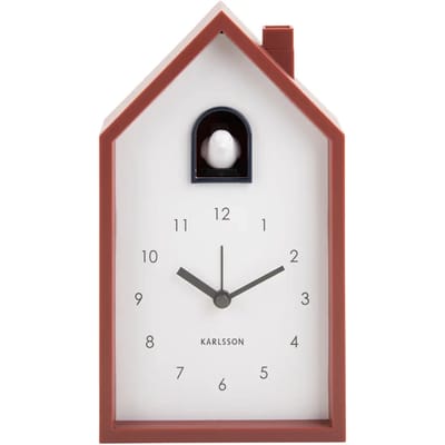 Karlsson Wekker Modern Cuckoo - Rood - 12x6x20cm - Scandinavisch - Wekker voor slaapkamer - Wekkers