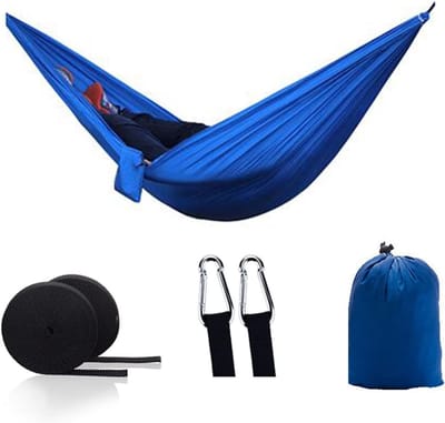 Kampeerhangmat - Nylon schommel - Buiten ontspannen - Lichtgewicht en duurzaam - 200 kg draaglast - Blauw