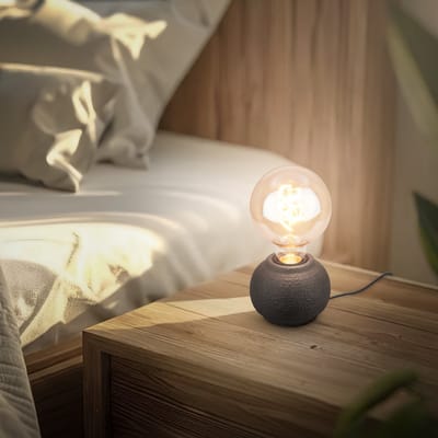 BRILONER Amba - Tafellamp Keramiek - E27 - slaapkamer lamp - Ø10cm - zwart