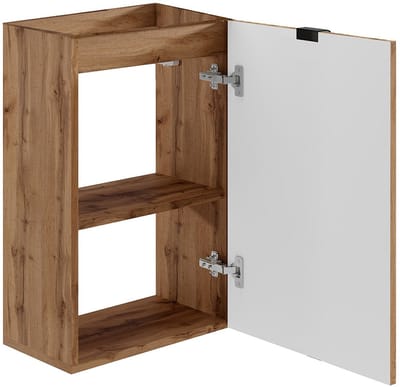 Vente-unique Geribbeld wastafelmeubel met omkeerbaar deurtje - H60 x L40 x D22 - VAHIRA