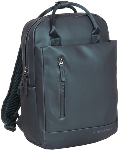 New Rebels Unisex Harper Miami Rugzak - 9L waterdichte rugzak met dubbele sluiting - 13 inch laptopvak - Waterafstotende ritssluiting - Gewatteerde riemen, ideaal voor werk & school - Groen Metallic