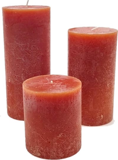 Cactula set stompkaarsen in de kleur Cognac, mooi voor de herfst 8x7 13x7 en 16x7 cm