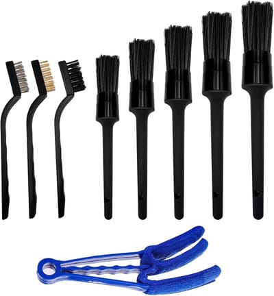 Auto Detail Kit - Reinigingsborstels Set - Voertuig Reinigen - Verschillende Borstelmaterialen - 9 Delig - Zwart