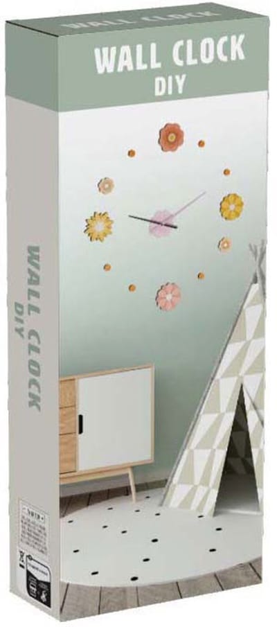 Koopman kinderklok 3D stickers wandklok multicolor decoratie.
