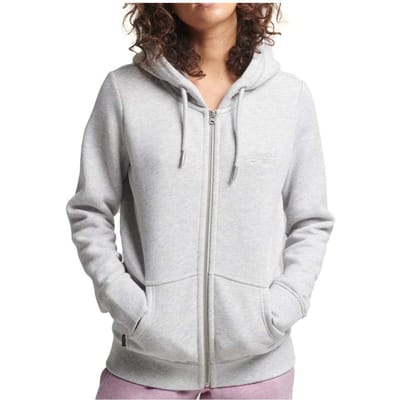 Superdry Dames Trui Geborduurde Vintage Logo hoodie van biologisch katoen met rits