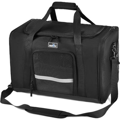 Sac de transport respirant pour animaux de compagnie, sac Portable approuvé par les compagnies aériennes pour petits chiens et chats amélioré L noir