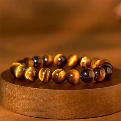 Armband - Heren - Tijgeroog - 22 cm - Ø 12mm -  Bescherming  Moed  Kracht