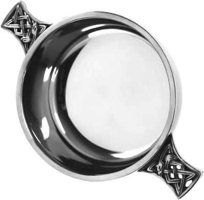 Quaich Drinkkom - Keltenkom Mok - Drinken Presenteren - Handgemaakt in Sheffield - 9 cm Diameter - Zilverkleurig