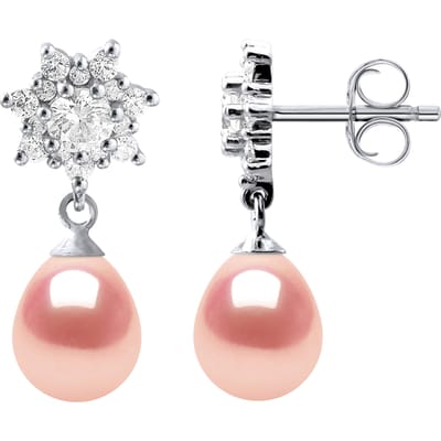Oorbellen Dangle zoetwaterparels 7-8 mm Pears Roses Jewelry 925