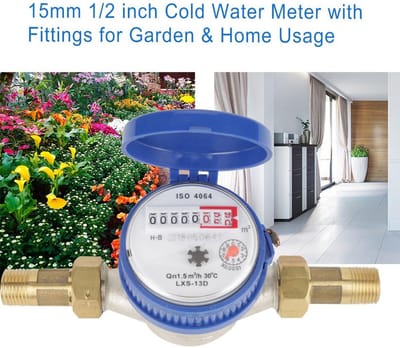 Dailygoods- Watermeter Nauwkeurig - Koudwatermeter - 15 mm/1/2 inch - IJzer/ABS - Beschermhoes - Flexibele Installatie - Watermeter Voor Tuin