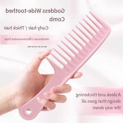 Brede Tandenkam - Douchekam Krullend Haar - Haar Ontklitten - Ergonomisch Handvat - Grote Kam - Zwart