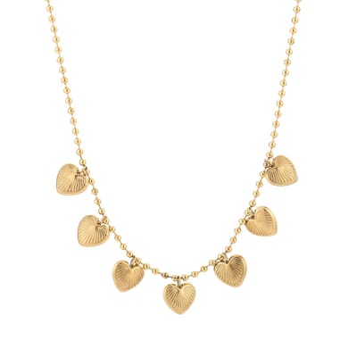 Michelle Bijou - Bedels ketting - Charms - Hartjes - Goud - Stainless steel