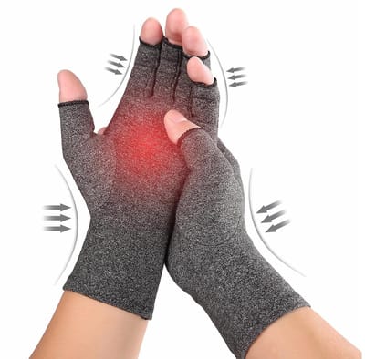 Osteoartritis Handschoenen voor Gewrichtspijn, Vingerloze Compressiehandschoenen voor Mannen en Vrouwen, Verminder Tintelingen, Zwelling en Ontsteking (M)