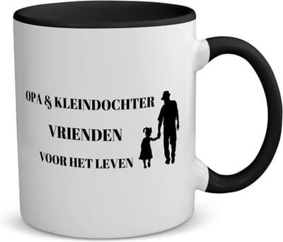 Akyol - opa en kleindochter vrienden voor het leven koffiemok - theemok - zwart - Vriend - opa/kleindochter - opa cadeautjes - cadeau - kado - geschenk - kleindochter verjaardag - kleindochter artikelen - 350 ML inhoud